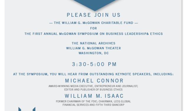 Michael Connor to Keynote McGowan Symposium on Leadership & Ethics – November 6 in Washington, D.C.
